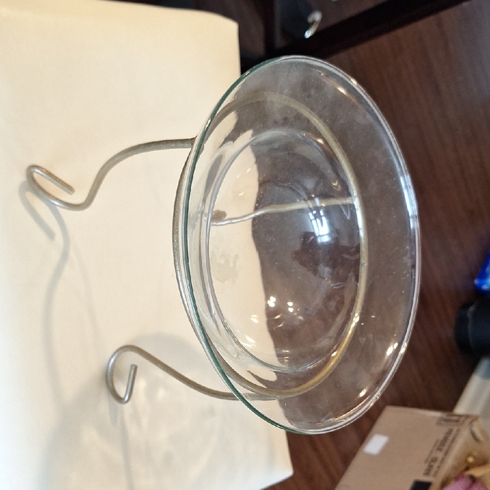 Clear Glass Bowl with Metal Stand